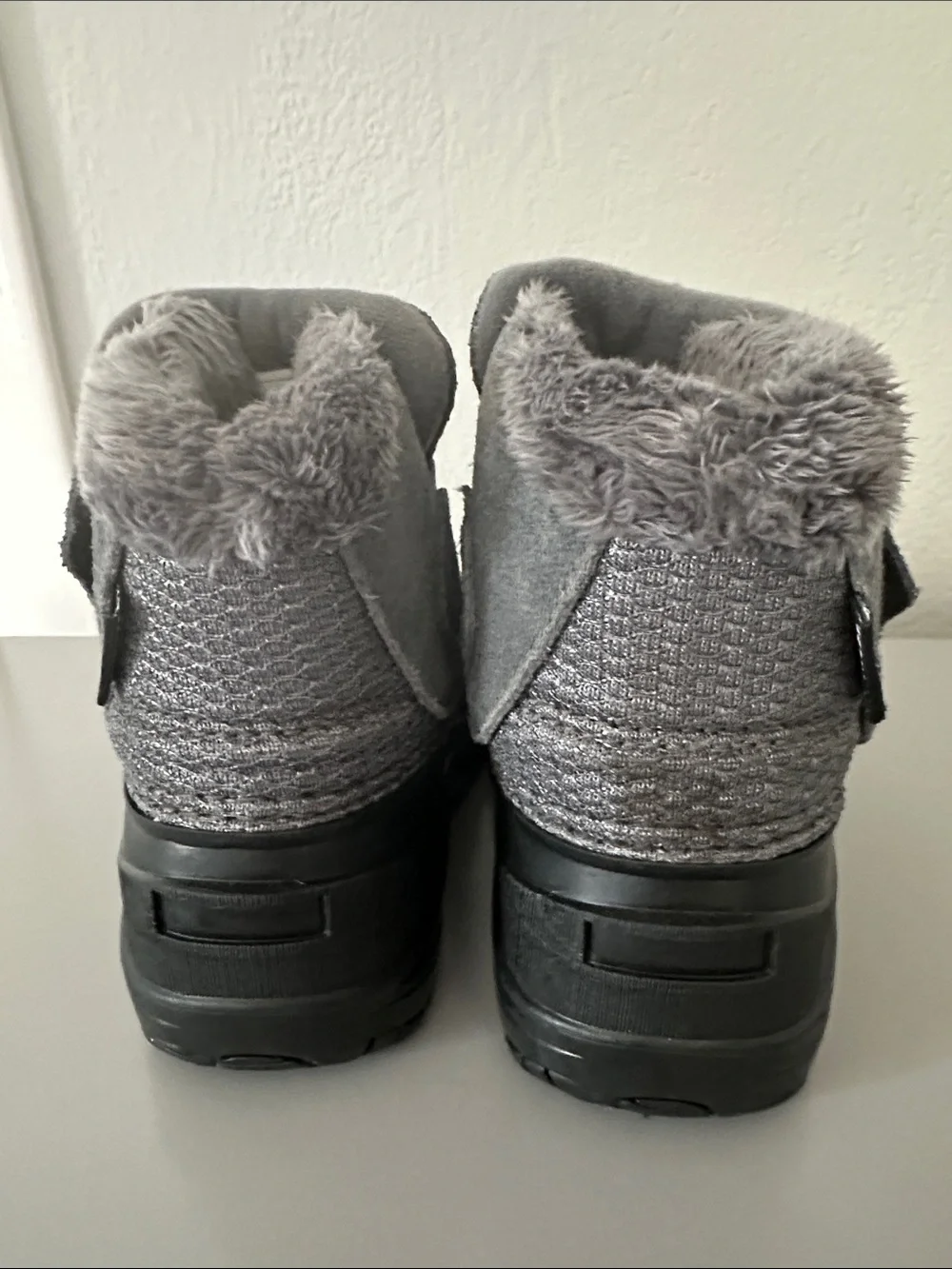 The North Face Kids Gray Waterproof Snow Boots with Hook-and-Loop Strap